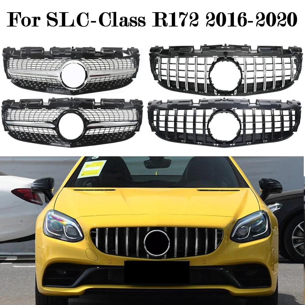 Car Front Racing Grill Billet Bumper Upper Grille For Mercedes-Benz SLC-Class  R172 2016 2017 2018 2019 2020 Diamond GTR