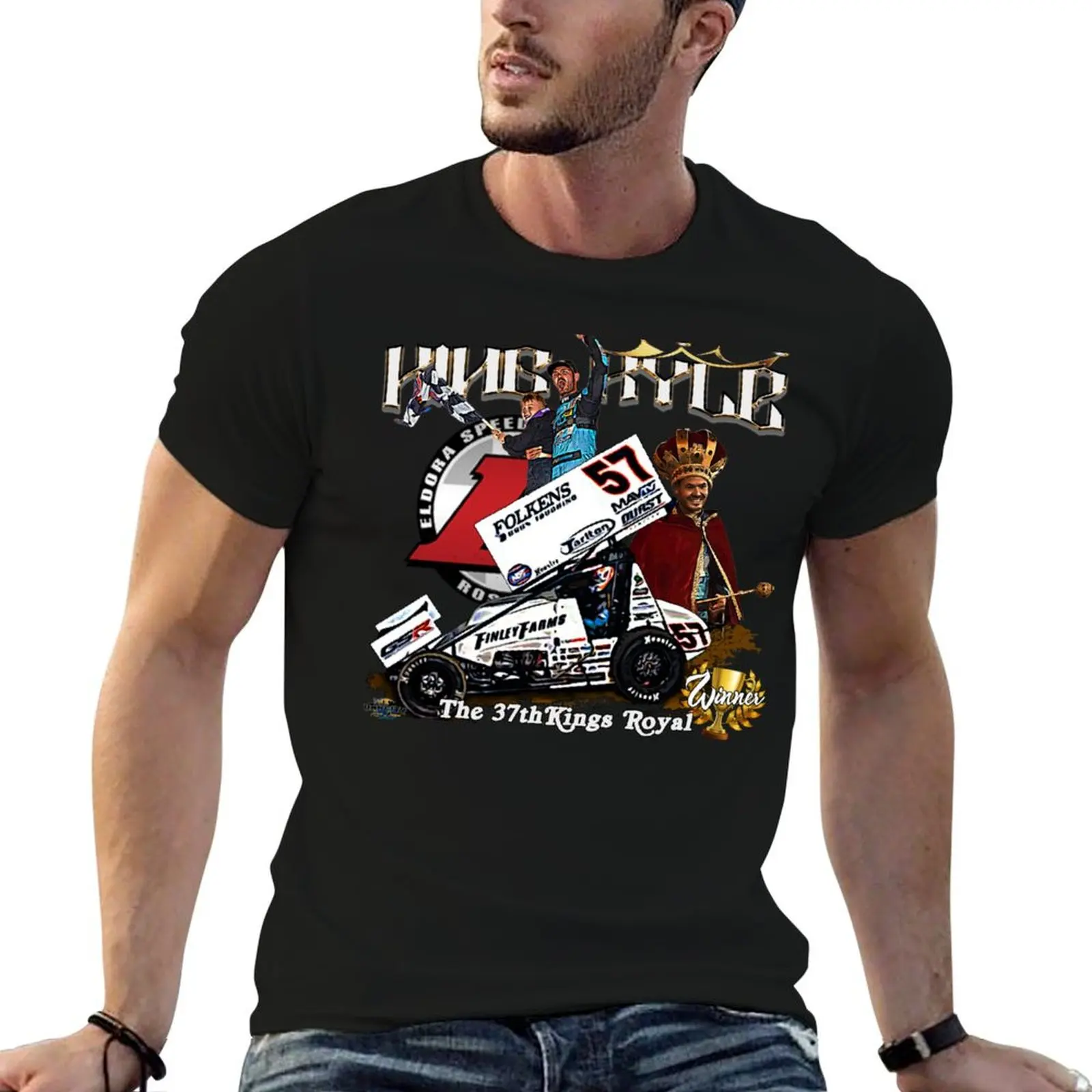 KING KYLE, The 37th Kings Royal Winner Kyle Larson T-Shirt oversized graphic tee baggy shirts funny t shirts men