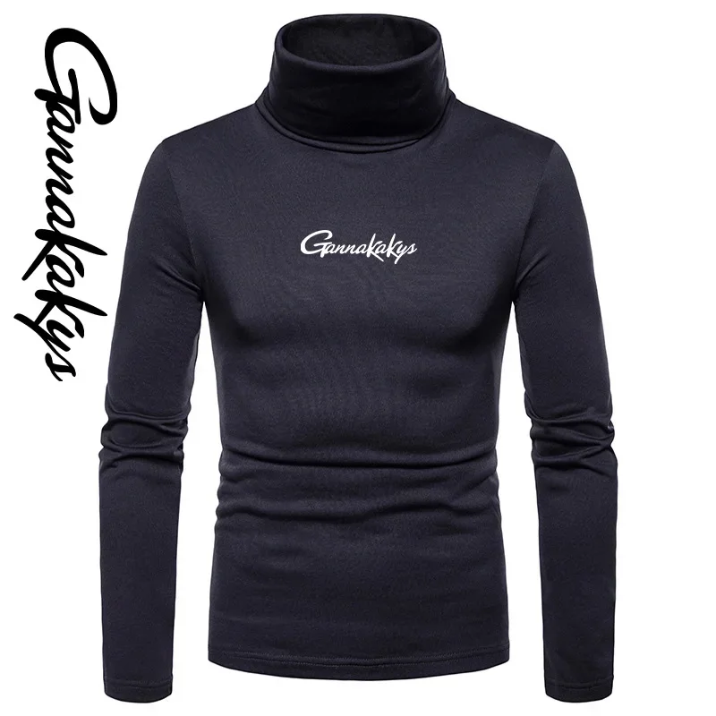 

2024 High Quality Fishing Suit Men's High Neck Warm Spring Long Sleeved Shirt Slim Fit Casual with Plush Warm High Neck Sweater
