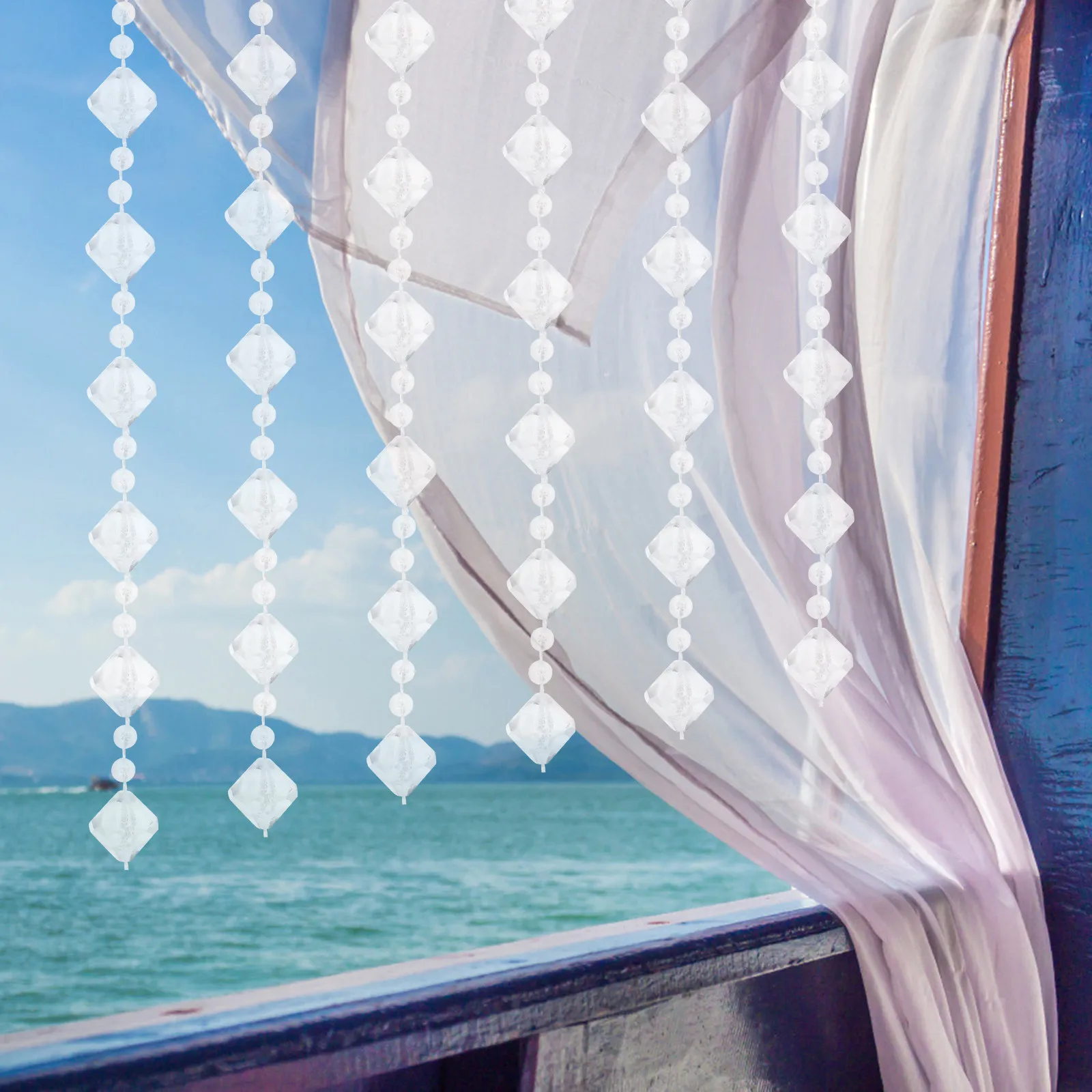 

1Pcs Crystal Beaded Acrylic Bead String Wedding Room Decor Hanging Bead Chain Delicate Sparkling Faceted Wedding Door Curtain
