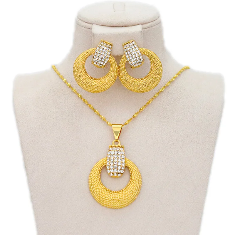 9999 gold Middle East Dubai ladies' jewelry set, necklace, earrings set, Arabian wedding jewelry