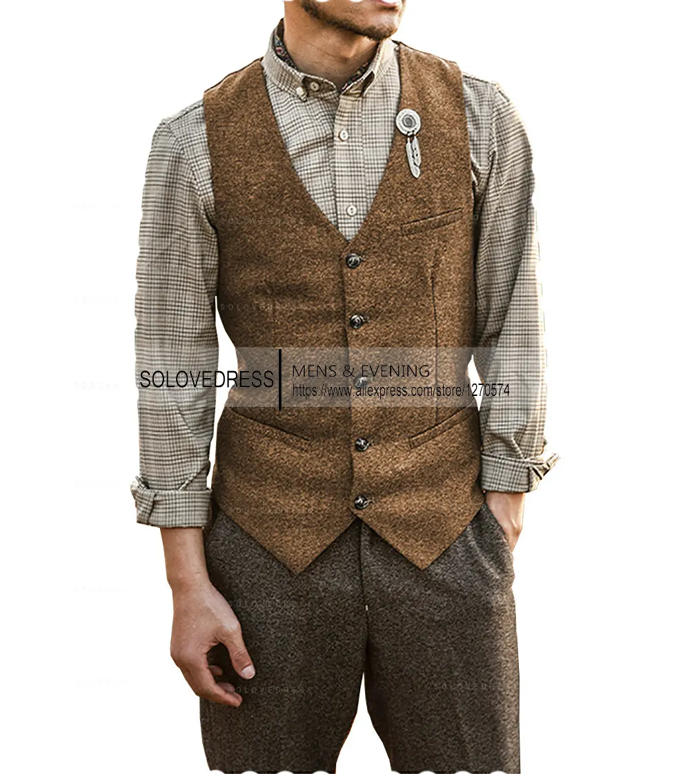 Chalecos de traje con cuello en V para hombre, chaleco de espiga para trajes de chaqueta, chaleco Formal de negocios, Groosman para boda