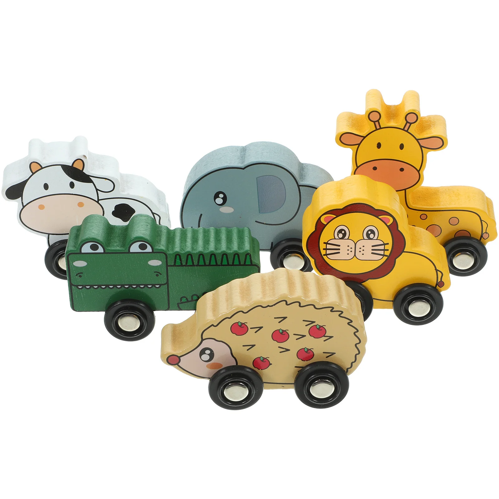 Voitures de Train en bois pour enfants, 6 pièces, formes d'animaux, ensemble éducatif coloré et Durable pour l'apprentissage précoce, jeu imaginatif