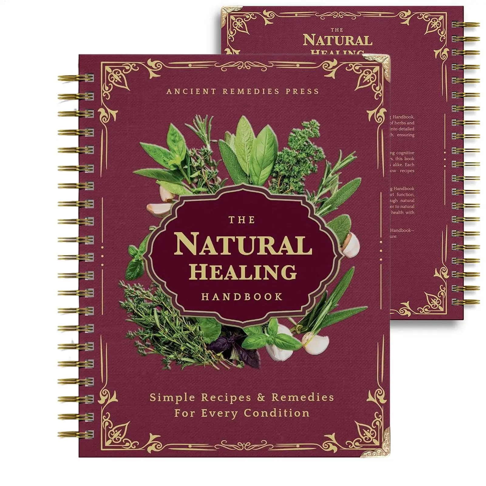 Libro guía de salud humana con tema de plantas, libro Natural con encuadernación en espiral para mujeres, hombres, familia, adultos, ancianos, estudio de Chef