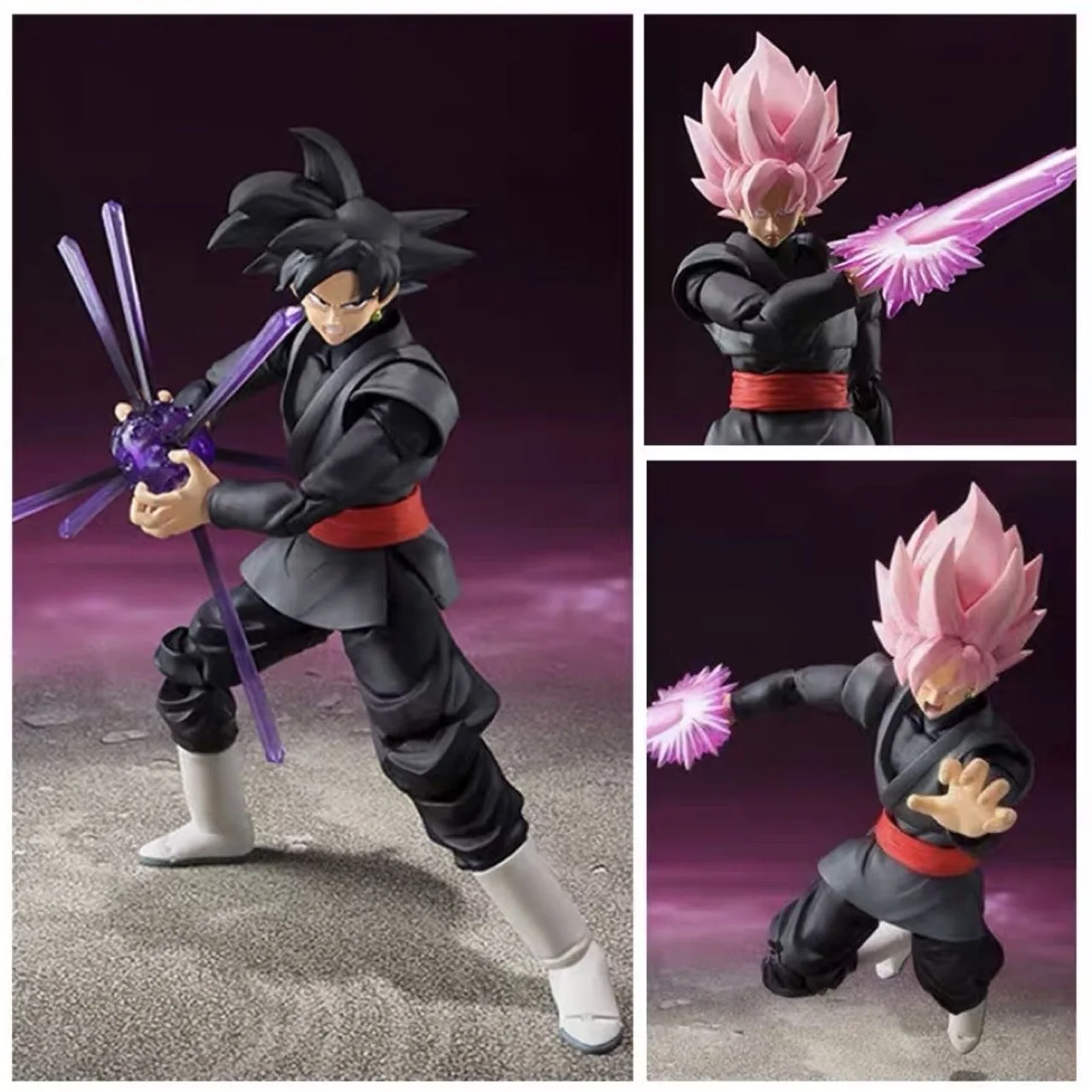 14CM Dragon Ball SHF Son Goku Black Clothes Super Saiyan Anime Handmade Action Figures Desktop Case Decoration Ornament Gift