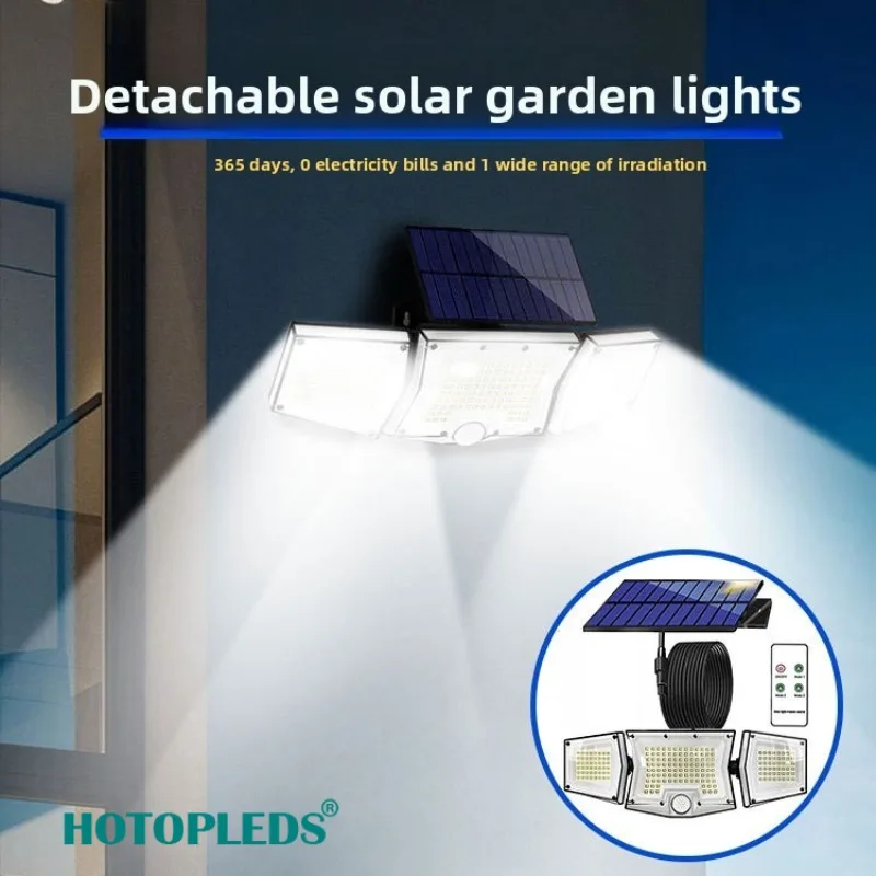 

Solar Wall Light Three-head Remote Control Induction Street Lightwaterproof and Bright Integrated Lighting Home Garden Light
