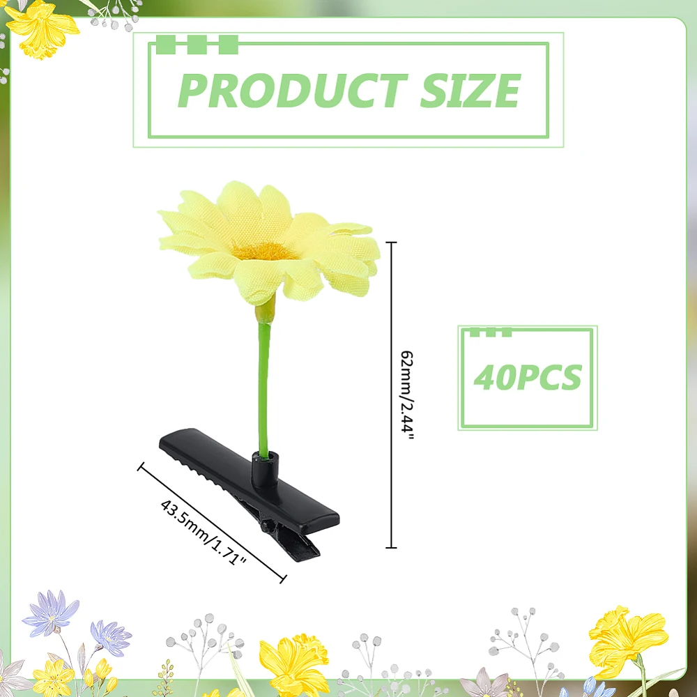 40Pcs Bean Sprout Hair Clips Yellow Sunflower Hairpins Plant Hair Accessories Flower Hairclip Funny Barrette Headwear