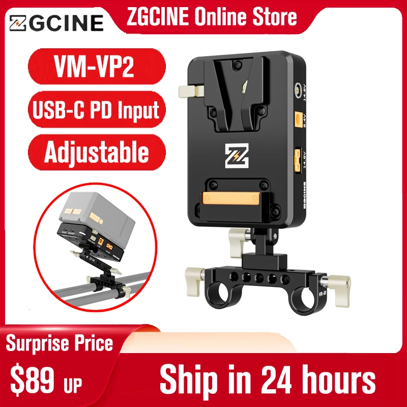 

ZGCINE VP2 VM-VP2 V MOUNT Plate Multifunction PD 14.8V With Adjustable Arm 15MM Rod Clamp V Lock Battery Plate Adapter for DSLR