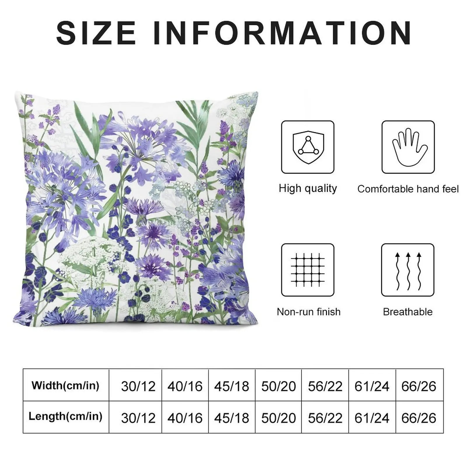 Blue Flower Garden - Agapanthus, Delphiniums, Cornflowers, Catmint, Forget-Me-Nots Throw Pillow Marble Cushion Cover pillow