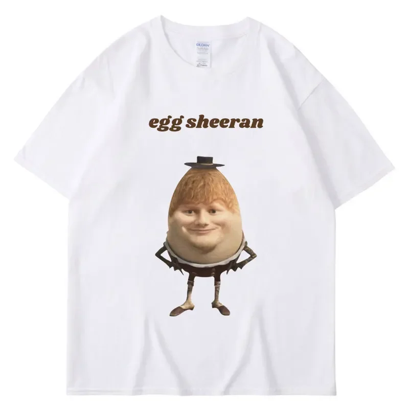 Funny Egg Ed Sheeran Meme Picture Tshirt Breathable Casual Short Sleeve Women's Tshirt Super Street Headwear Gift