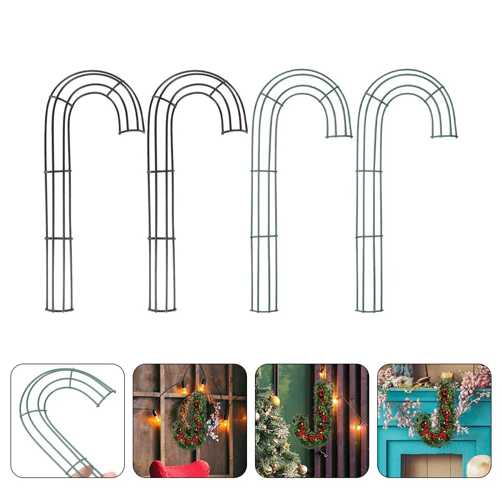 

4 Pcs Garland Crutch Wreath Hoop Party Frame Cane Shaped Rack DIY Form Supplies Making Tool Metal Flower