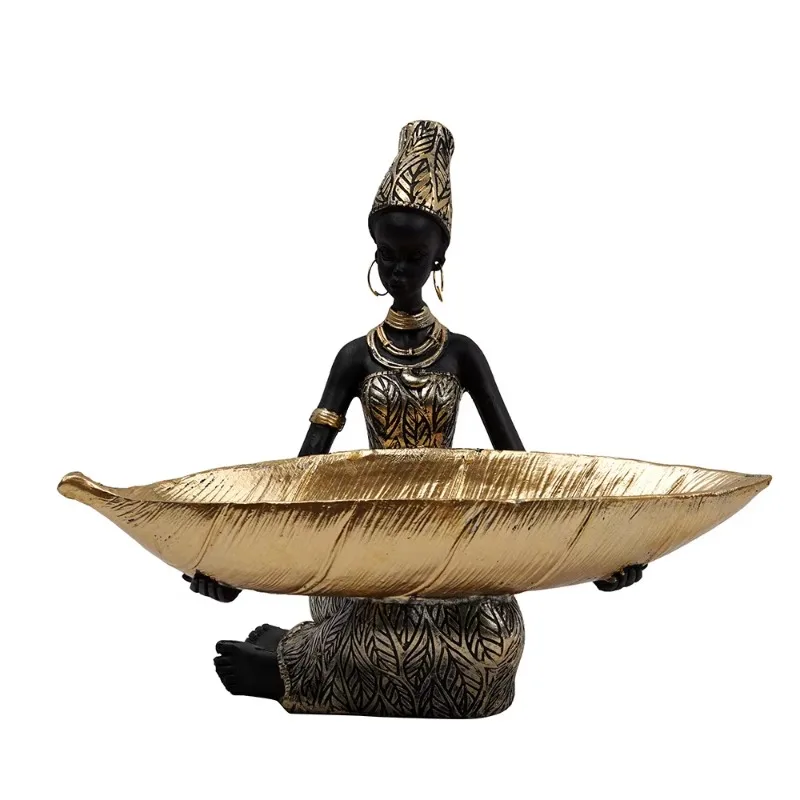 

Simple decoration Thai desktop storage ornament black female fruit plate resin home fruit plate ornament