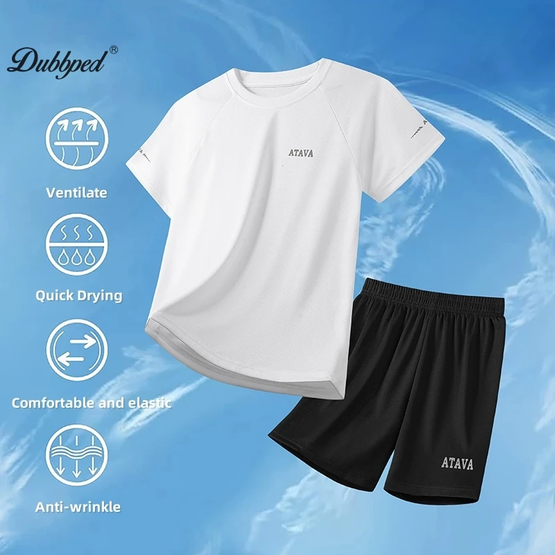 Dupbbped Kids Running Clothes Sets Boys Football Jersey Short Sleeve Children Sports Training Uniforms Soccer Jerseys Set 5-16Y