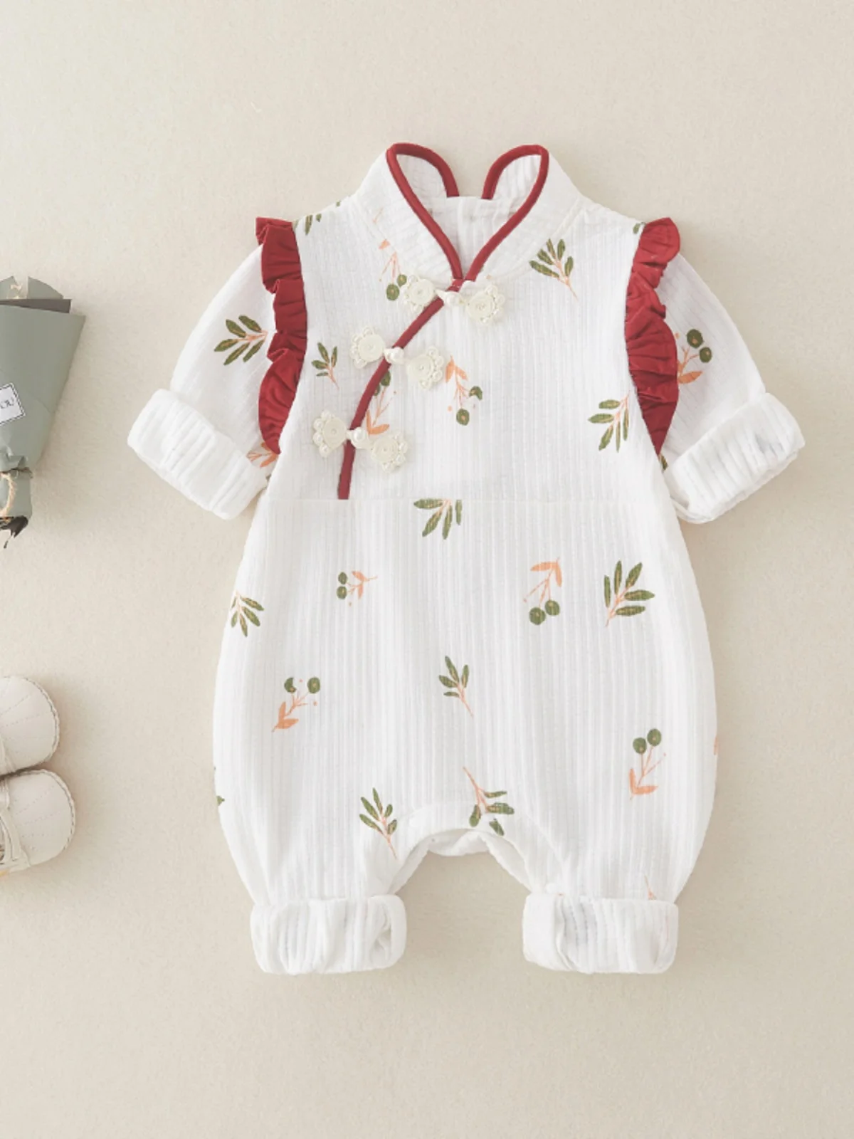 

Adorable Princ Sle Single Layer Long Sve Rer Suit for Baby Girls Newborn Spring Autumn Cotton Faion Set