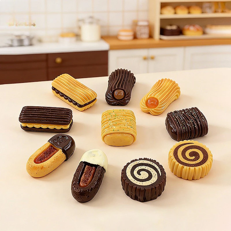 100pcs Wholesale Simulated Mini Chocolate Cookie Sandwich DIY Accessories for Resin Charms Clay Craft Pendant Accessories