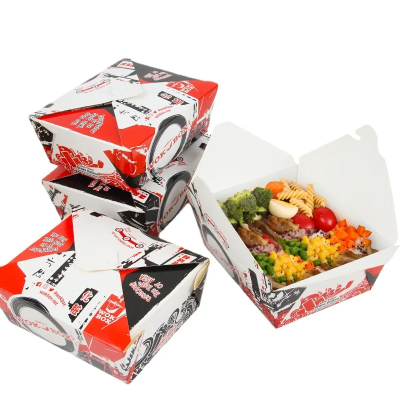 Disposable printed instant noodles pasta square bottom packing box, portable noodle cup