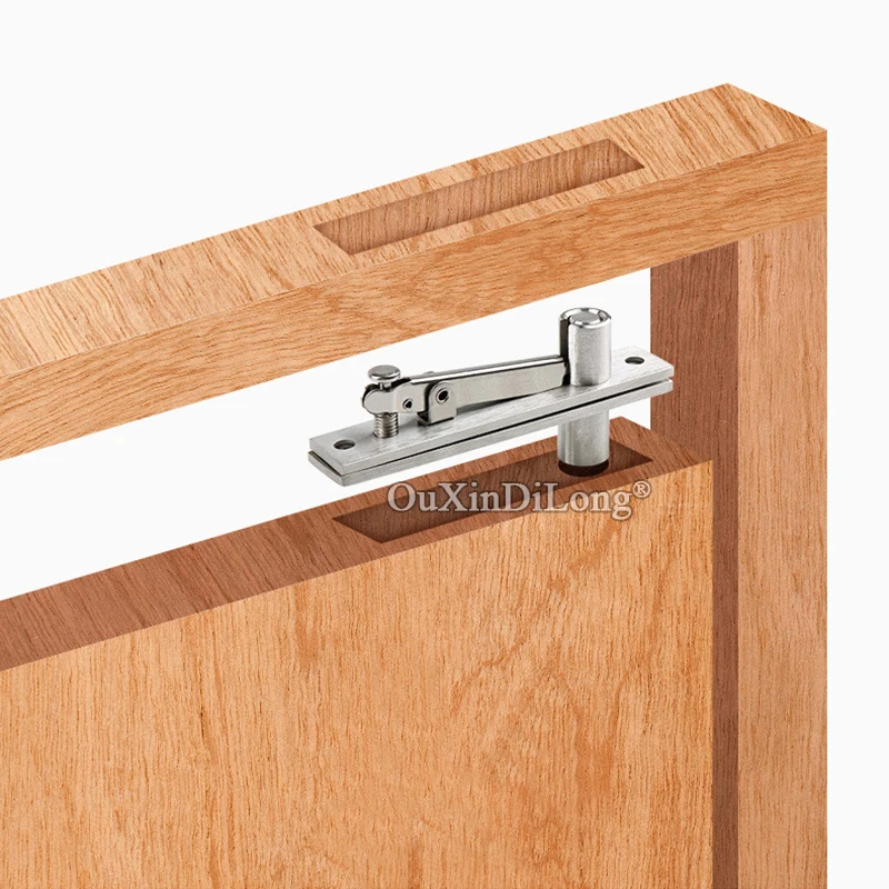 1Set L Shape 304 Stainless Steel Heavy Door Pivot Hinge 360 Degrees Rotation Invisible Hidden Door Hinges