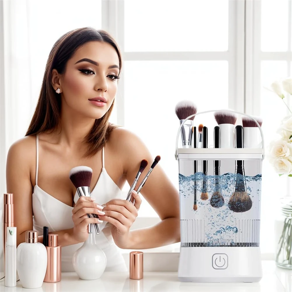 منظف فرش المكياج الكهربائي A88X مع حصيرة نظيفة USB دوران تلقائي منظف فرشاة المكياج لمحبي المكياج