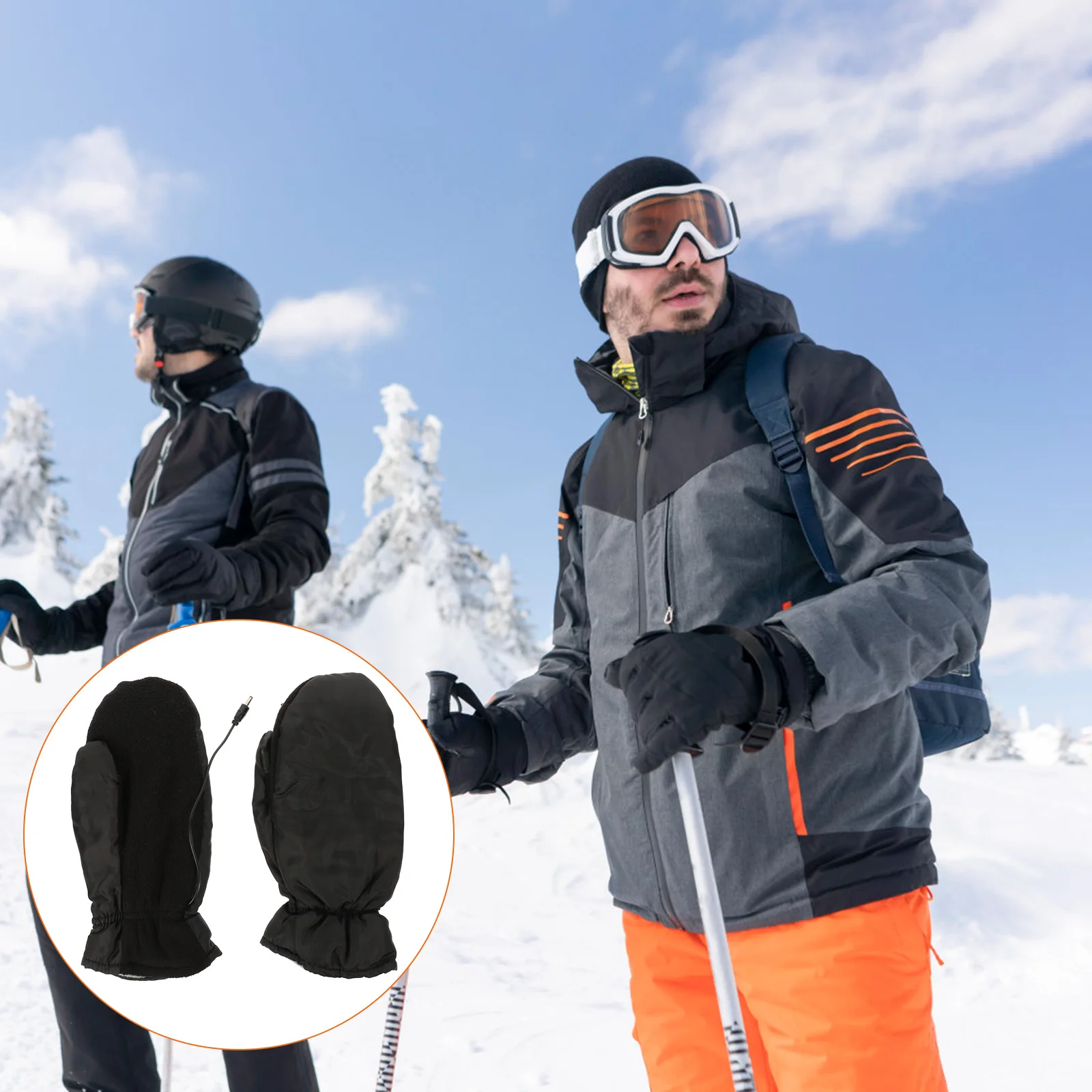 

USB Heated Gloves Winter Windproof Portable Warm Electric Heating Cloth Thermal Mitts Outdoor Sports Work Adjustable Long Life
