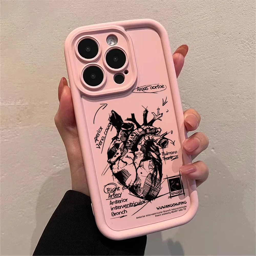 Creative Cardiovascular model Heart Medical Phone Case For iPhone 17 15 Pro Max 11 12 13 14 16 Pro XR 7 8 Plus Anti-drop Cover