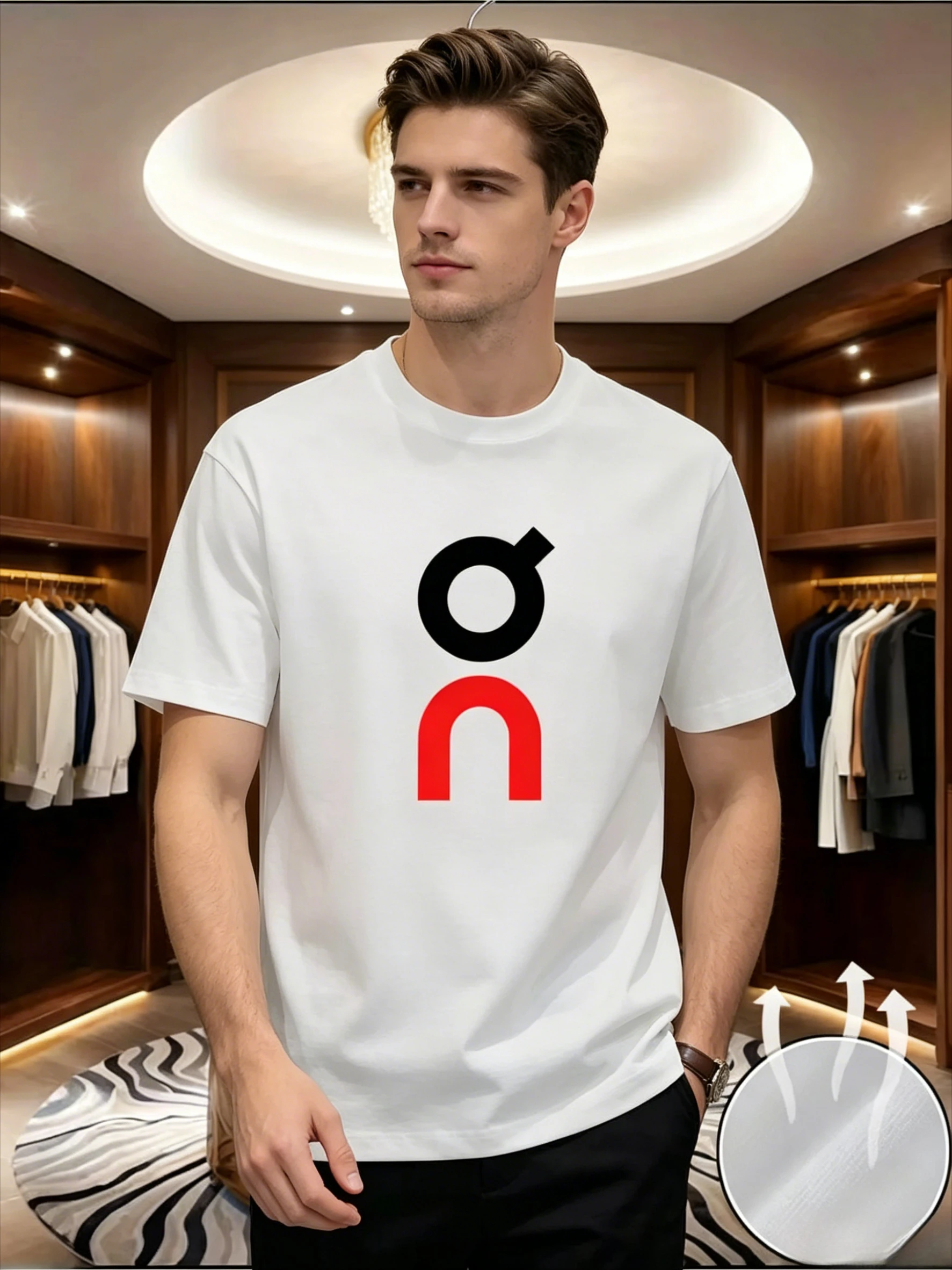 Herren Casual Bedrucktes Baumwoll-T-Shirt Premium Hochwertig Weich Atmungsaktiv Einfarbiges T-Shirt Stylisch Einzigartiges Logo-Grafik-Design