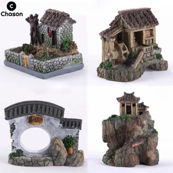 Aquarium Fish Tank Lanscape Bonsai Boat Rockery Pavilion Ornament Decoration Accessories Miniature Fairy Garden House Home Decor