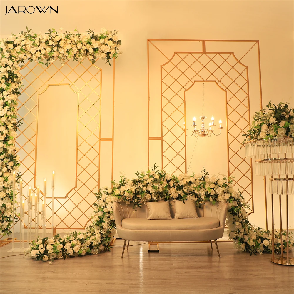 Imagem -02 - Estilo de Luxo Casamento Backdrop Stand Personalizado Grade Square Arch Decorações do Partido Baby Shower Suporte de Flor Artificial