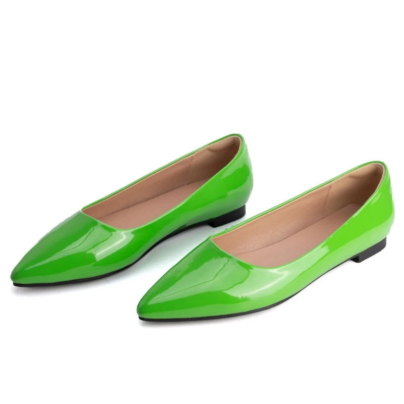 

Большой размер 52, модные женские туфли на плоской подошве, весенние женские балетки, однотонные зеленые, черные, белые, красные повседневные рабочие туфли-лоферы, женские туфли