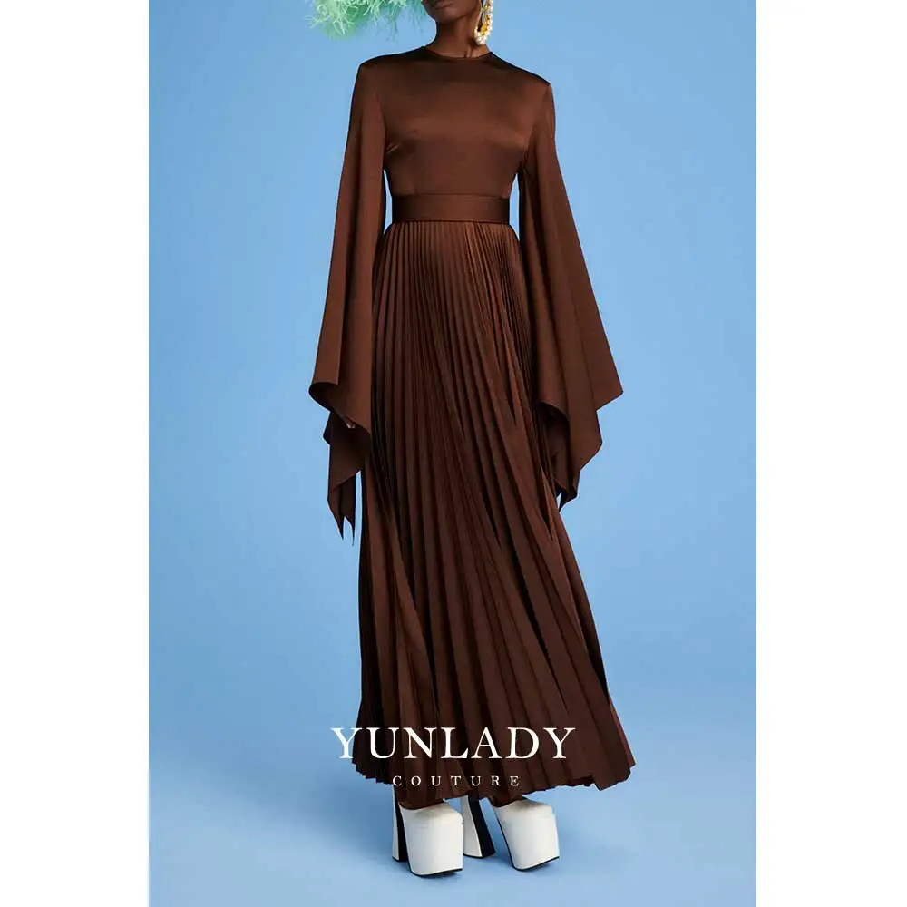 YUNLAN Luxury Die Baying Long Sleeve Night Dress 2024 Saudi Arabia Long Belt Band Banquet and Important Occasions Dress