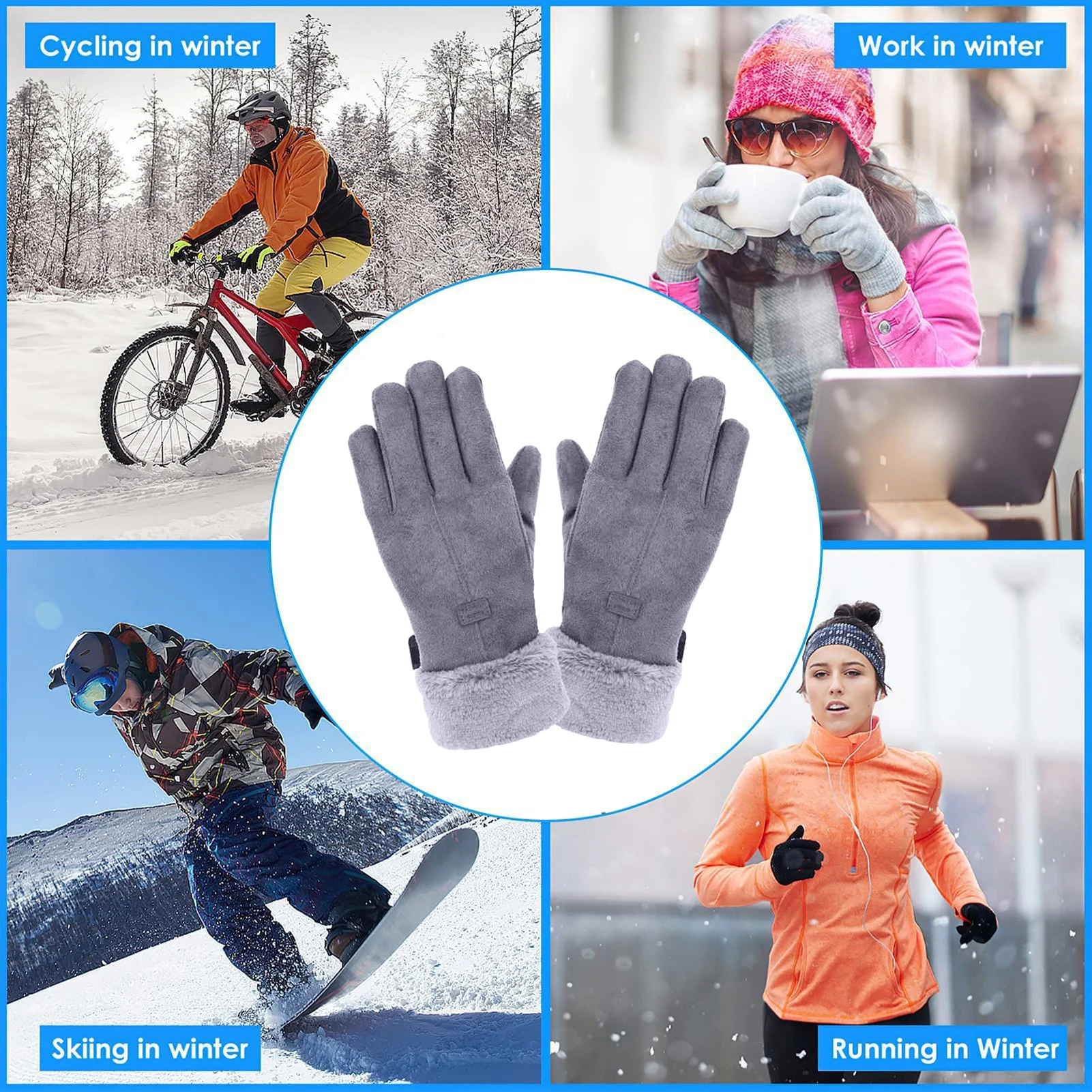 USB Heated Gloves Rechargeable Electric Warm Battery Gloves Reusable Winter Cycling Climbing Riding Touchscreen Thermal Gloves