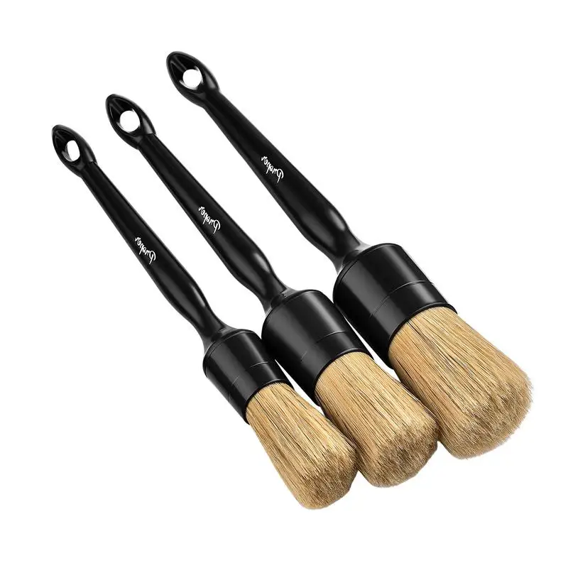 

3 PCS Car Exterior Interior Detail Brush Boar Hair Bristle Brushes for Car Cleaning Auto Detail Tools Dashboard Cleaning Brush