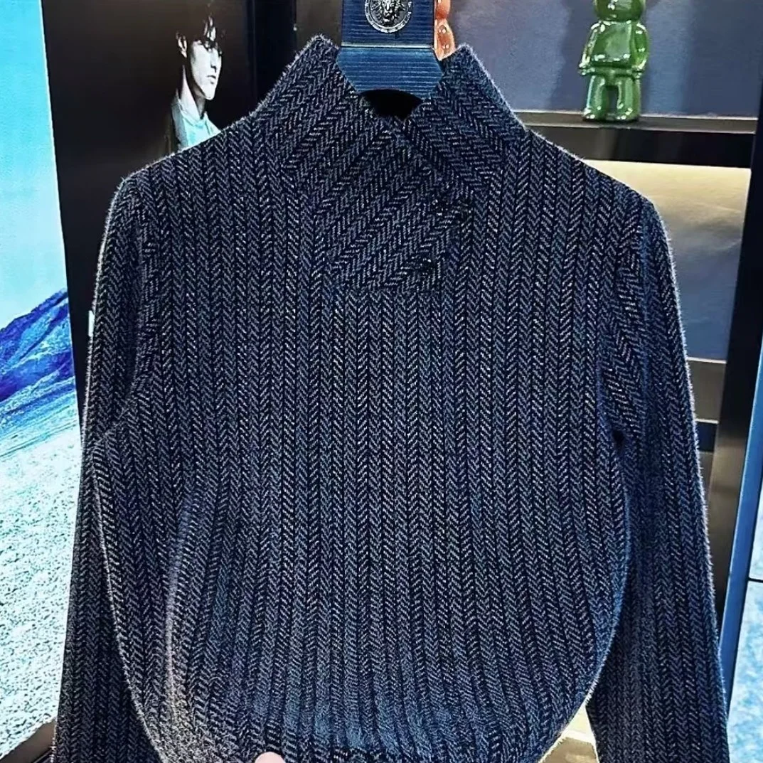 

Новая мужская толстовка 2026 года: приталенная, с длинным рукавом, воротником-стойкой, вставками, модная, легкая, люксовая, молодежная, повседневная.