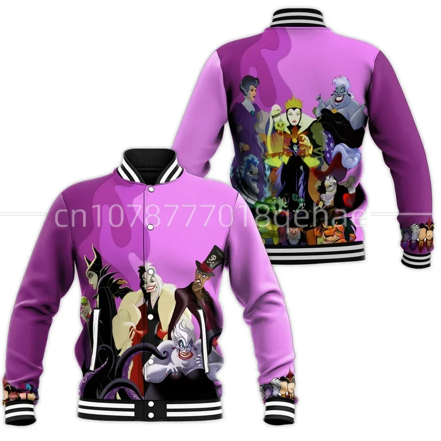 2024 New Villains Maleficent Baseball Jacket Disney Maleficent Casual Baseball Jacket Oversize Street Men\'s and Women\'s Jackets