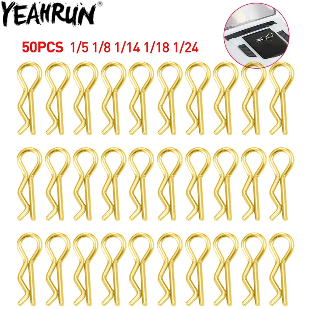 YEAHRUN 50 قطعة 1/5 1/8 1/14 1/18 1/24 RC جسم السيارة قذيفة R مقاطع بودي شيل دبوس معدني الجسم شل كليب دبوس عربات التي تجرها الدواب شاحنة لعبة أجزاء