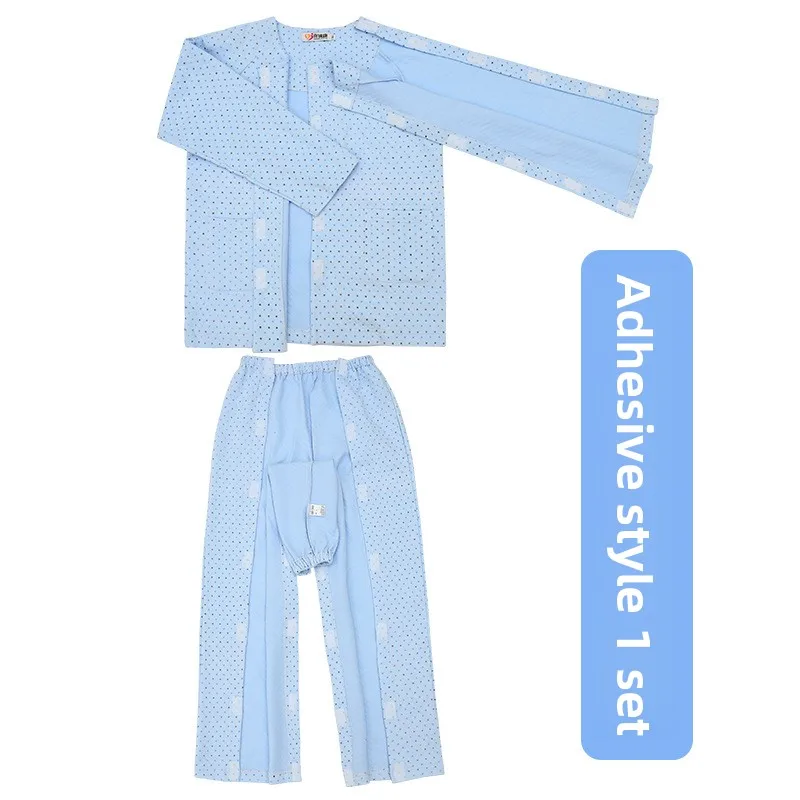 Spring Autumn  Paste Nursing Clothes Easy To Wear Off for Gown Bedridden Elderly Pajamas Sleepwear