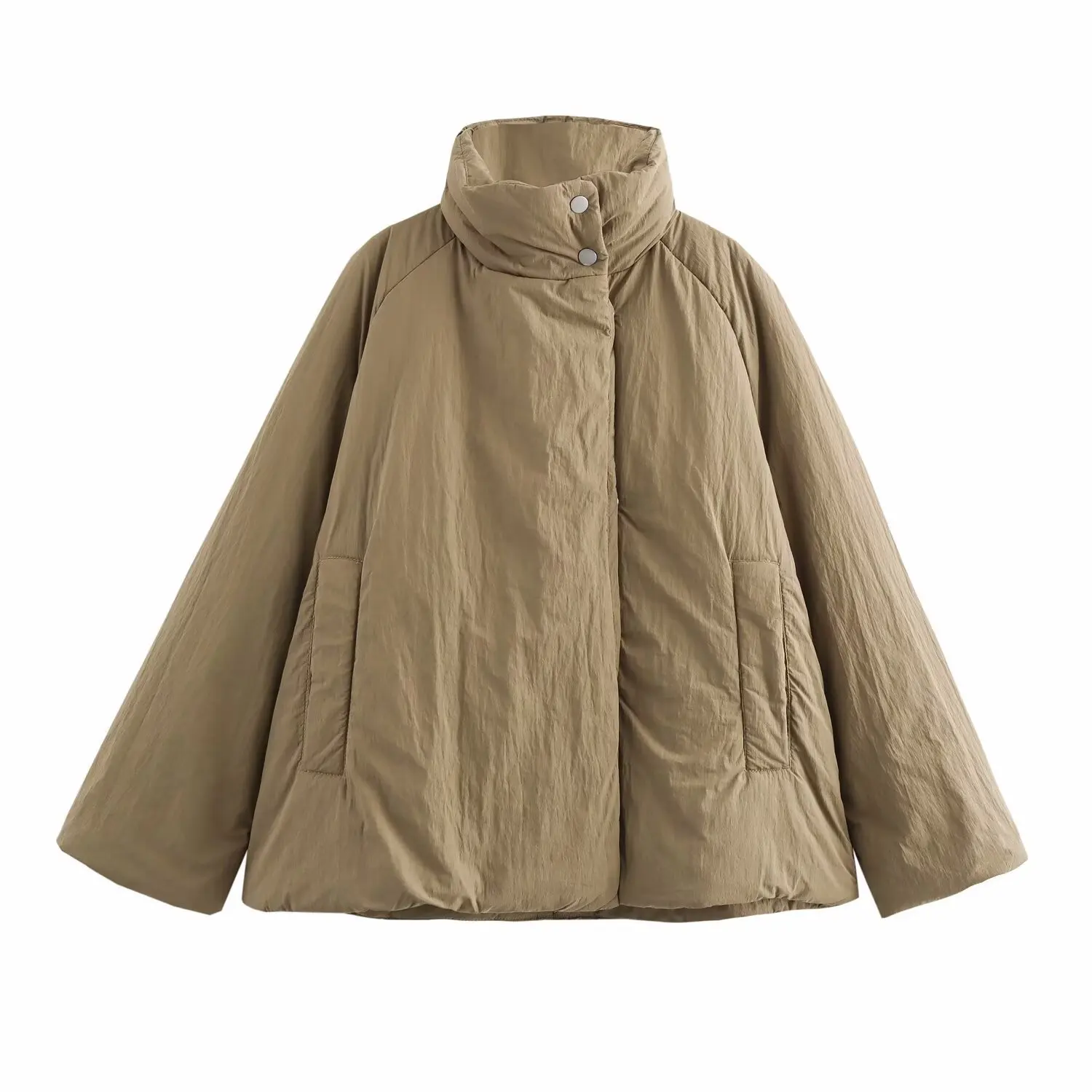 

Модная повседневная хлопковая куртка с высоким воротником и рукавами на плечах, свободная женская одежда оптом