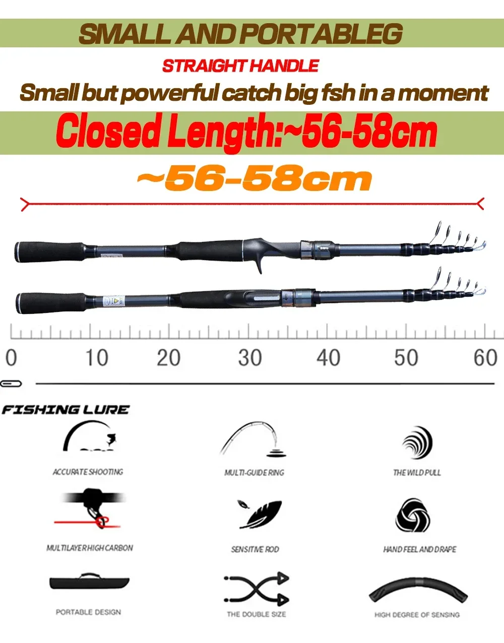 Imagem -04 - Telescópica Isca Vara de Pesca Kit de Carretel com Linha de Pesca Isca de Gancho Conjunto Completo Bass Fishing Rod Carretel de Fundição 8kg Max Drag 1.83.0m