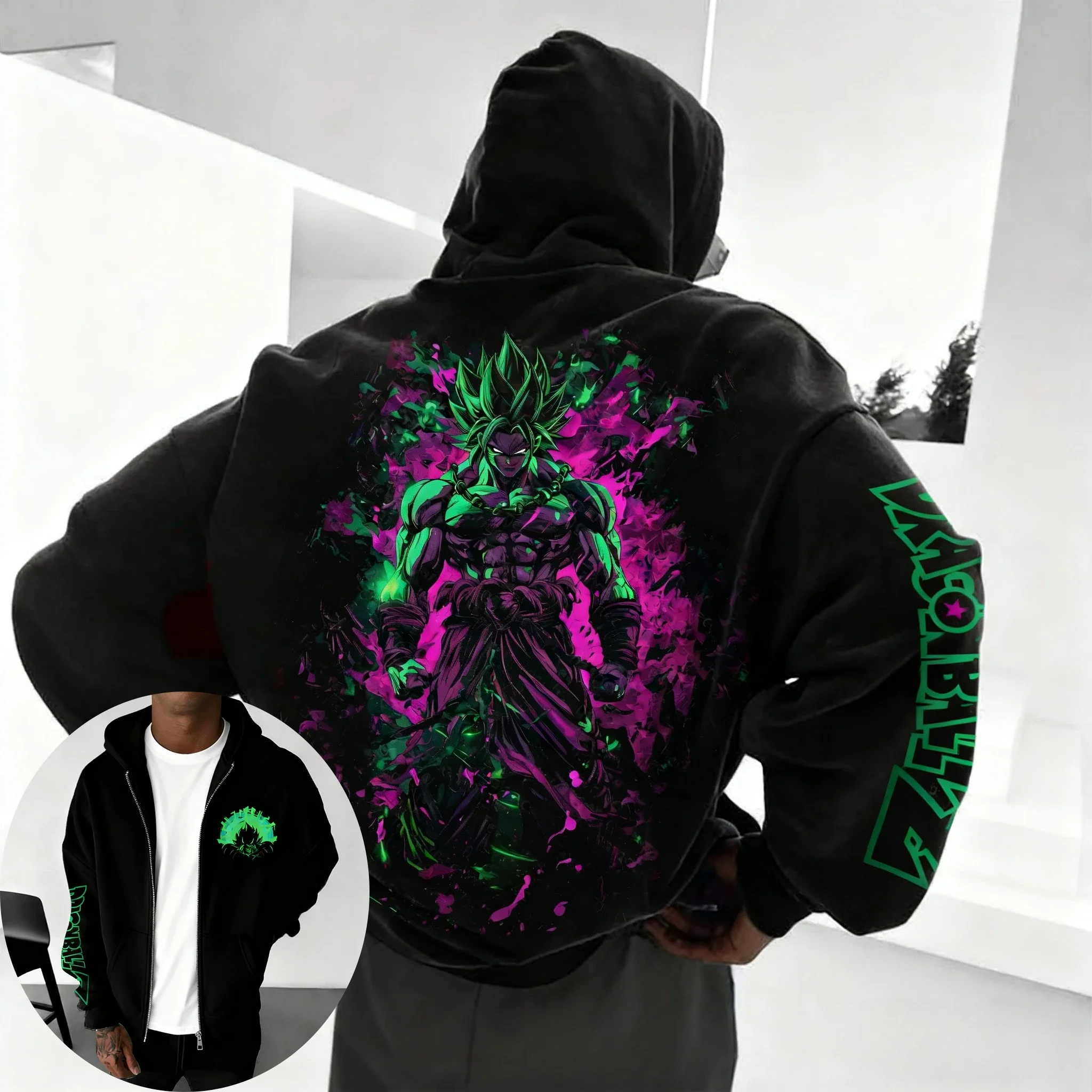 

Dragon Ball аниме Co брендовая толстовка на молнии осень/зима мужской стиль американский уличный модный повседневный трендовый хлопковый свитер топ