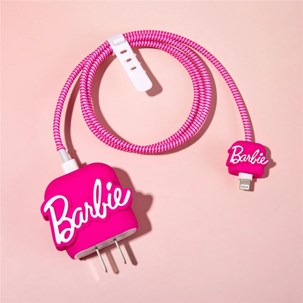 Kawaii Mininstants Barbie-Protecteur de câble pour iPhone et iPad, étui de chargeur, gestion des câbles, organisateurs de fil de téléphone, 18W,