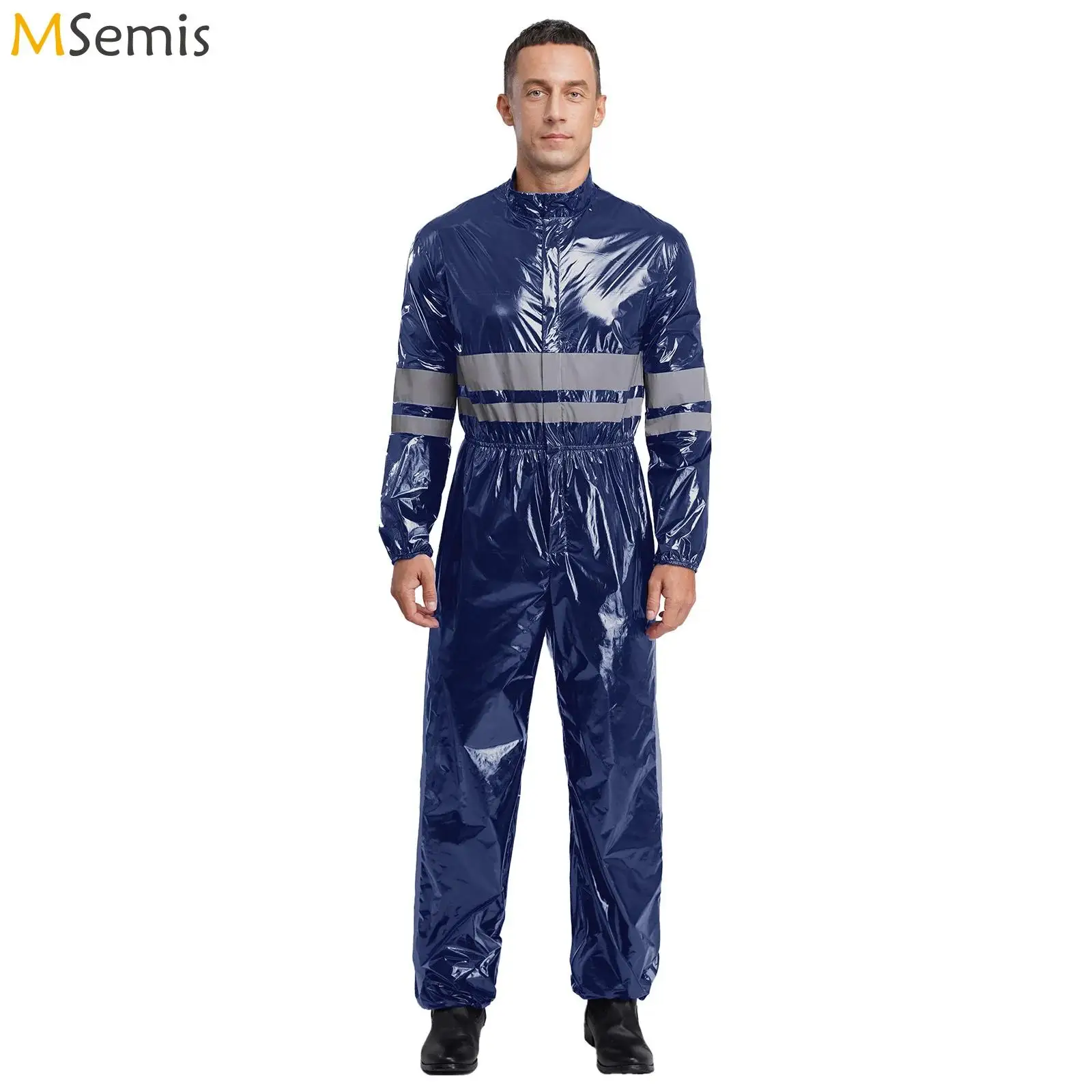 

Мужской светоотражающий рабочий комбинезон высокой видимости, комбинезон с эластичной резинкой на талии и молнией, водостойкий комбинезон, костюм