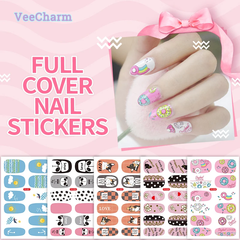 

VeeCharm - Full Nail Wraps Stickers Set,Classic,Flowery,Christmas & Cartoon,Adhesive Manicure Decals,with 1 Pc Nail File & stick