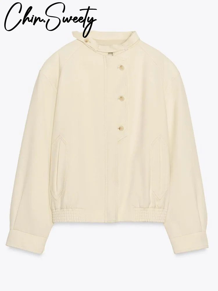 

Повседневная куртка с воротником-стойкой, брюки, женский костюм, однотонное пальто с длинными рукавами и карманами на пуговицах, широкие плиссированные брюки, осенний женский комплект 2023 г.