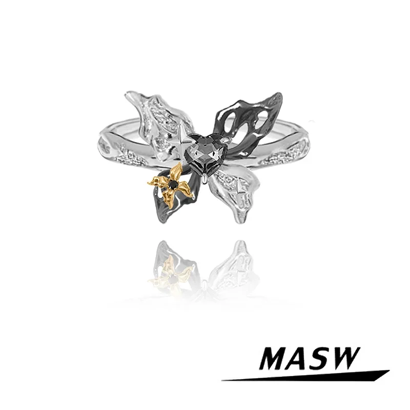 MASW Original Design High Qulity Brass Senior Sense Butterfly Rings For Women Girl Gift 2024 Trend New Fashion Accessories