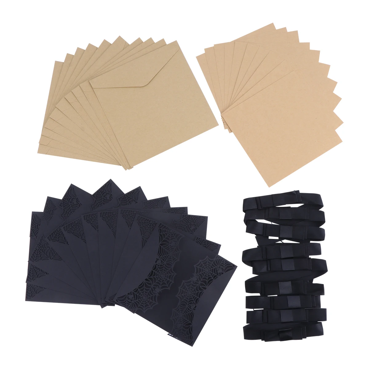 

10pcs Halloween Invitations Spider Net Black Wedding Cards Party Business Event Invitation Sets Envelope Bowknot Design