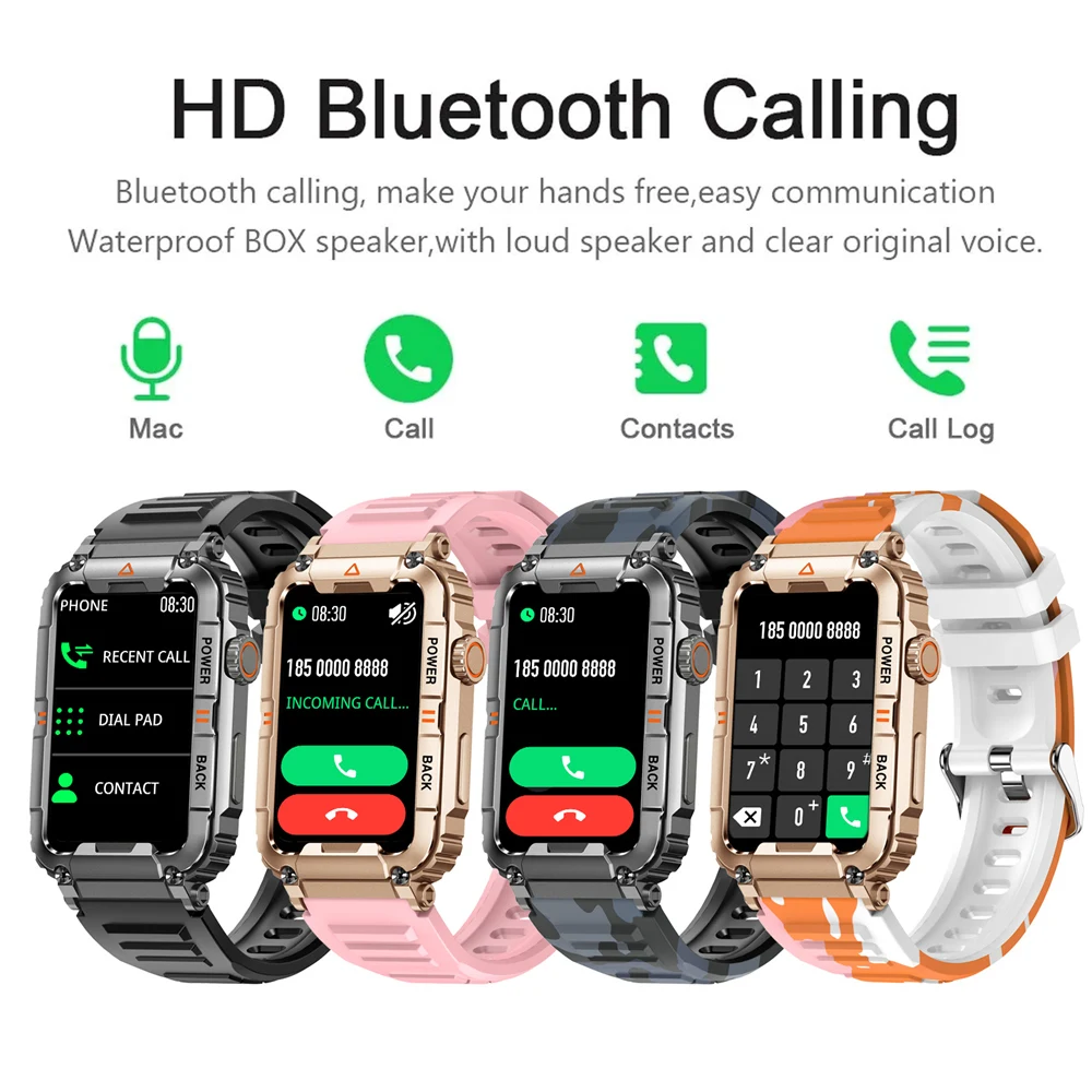 2023 NEW Bluetooth Call Smart Watch Men Fitness Watches Ip67 Waterproof Military Health Monitor Women Smartwatch For Android IOS