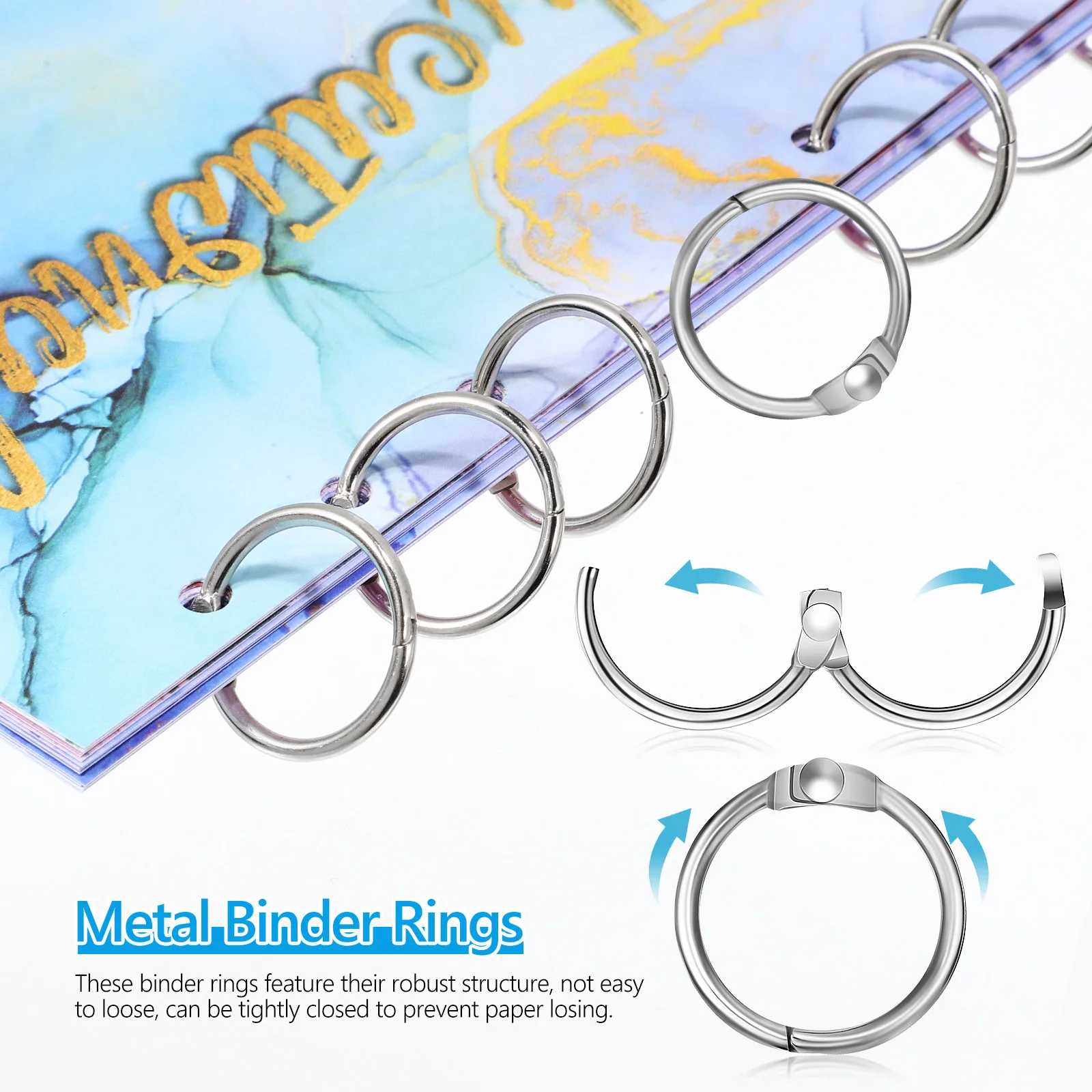 120Pcs Metal Rings Tight Closure Smooth Touch Wide Application Scrapbooks Notebooks Keys Flashcards Binder Supplies