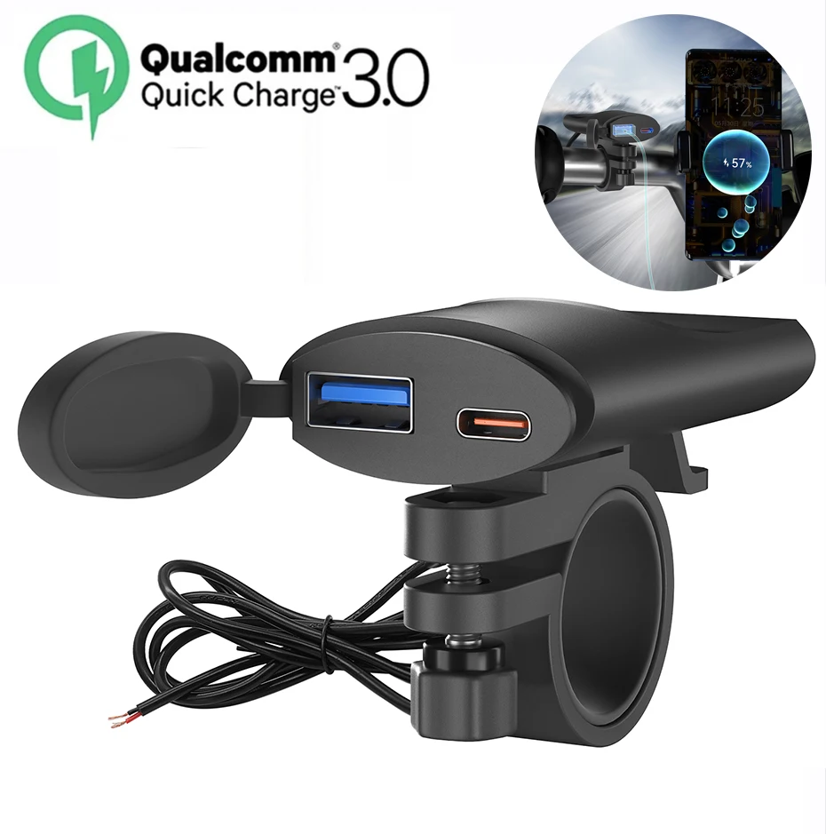 

Motorcycle USB Charger 30W Type C IP67 Waterproof GPS Phone Charger for yamaha bmw usb Adapter for f850gs r1200gs Accessories