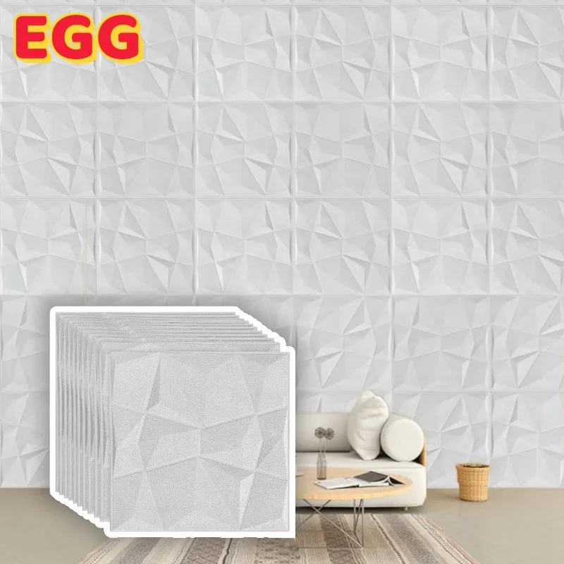 

Anti Collision Thickened Foam Wallpaper 3d Diamond Texture Self-adhesive Wallboard Wall Stickers for Ceiling Bedroom Living Room