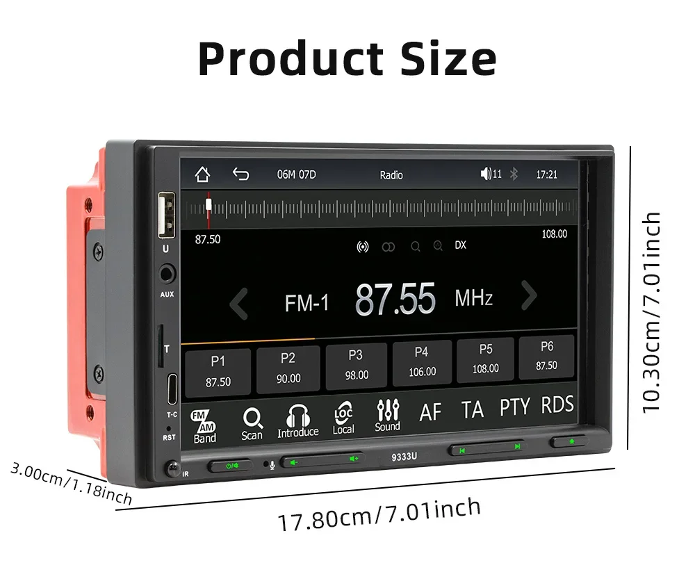 TOYOUSONIC 2 Din Autoradio Car Radio USB TF FM BT Type-C Carplay Android Auto Audio 7 inch Touch Screen MP5 Multimedia Player images - 6