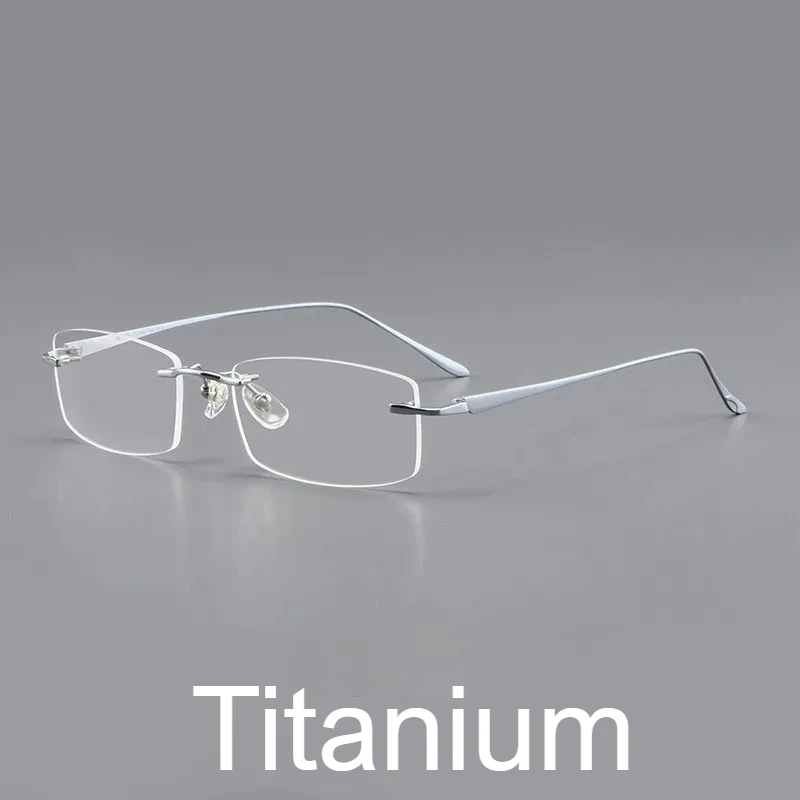 

Новые ретро изысканные безрамочные очки в оправе, ультралегкие очки из чистого титана, деловые мужские очки для близорукости, оптическая оправа